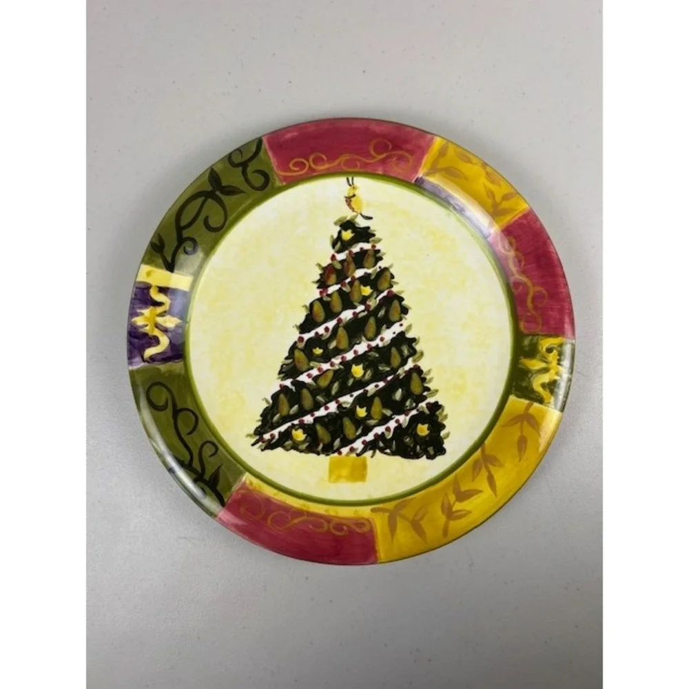 Certified International Sweet Olive Studio Christmas Tree Pear Dinner Plate 10.5